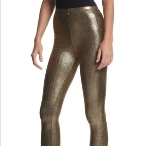 BCBGMaxAzria Metallic Stitch Gold Leggings